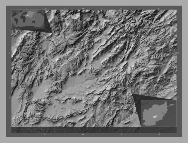 Uruzgan Province Afghanistan Bilevel Elevation Map Lakes Rivers Corner Auxiliary — Zdjęcie stockowe