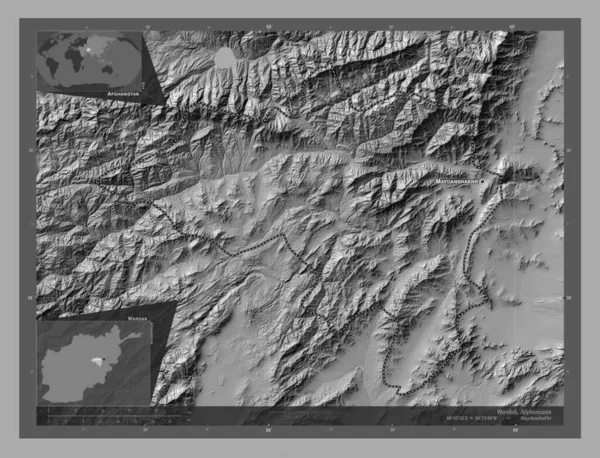 Wardak Province Afghanistan Bilevel Elevation Map Lakes Rivers Locations Names — 스톡 사진