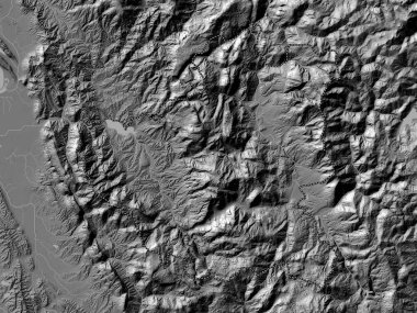 Diber, Arnavutluk Eyaleti. Gölleri ve nehirleri olan çift seviyeli yükseklik haritası