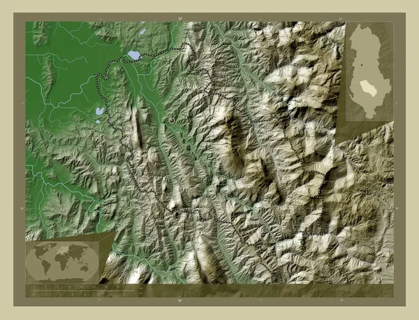 Берат Графство Албания Карта Высоты Окрашенная Вики Стиле Озерами Реками — стоковое фото
