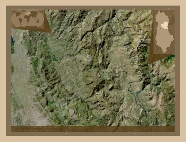 Diber County Albania Low Resolution Satellite Map Corner Auxiliary Location — Stock Photo, Image