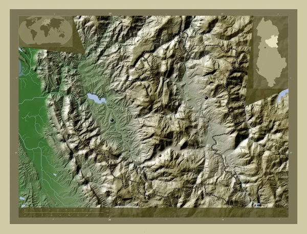 Diber Okres Albánie Zdvihová Mapa Zbarvená Stylu Wiki Jezery Řekami — Stock fotografie