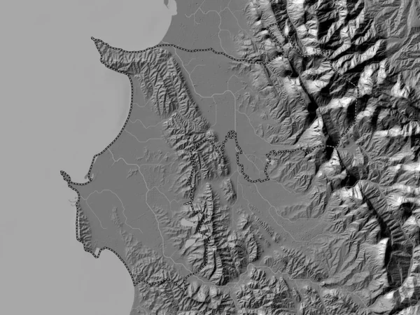 Durres Arnavutluk Eyaleti Gölleri Nehirleri Olan Çift Seviyeli Yükseklik Haritası — Stok fotoğraf