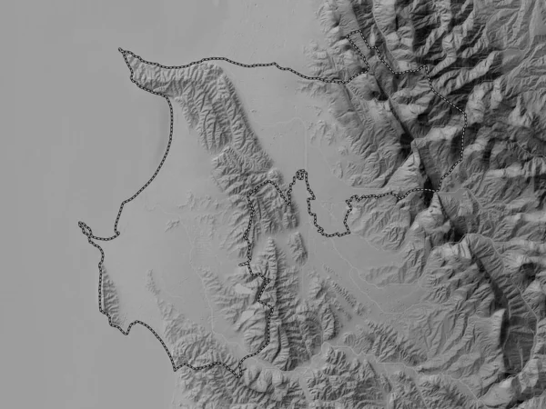 Durres Condado Albania Mapa Elevación Escala Grises Con Lagos Ríos — Foto de Stock