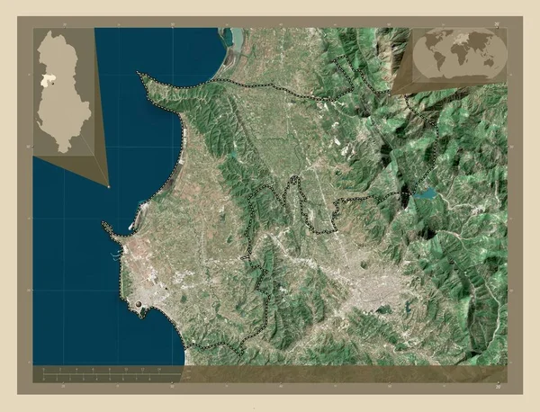 Durres Provincie Albanië Satellietkaart Met Hoge Resolutie Hulplocatiekaarten Hoek — Stockfoto