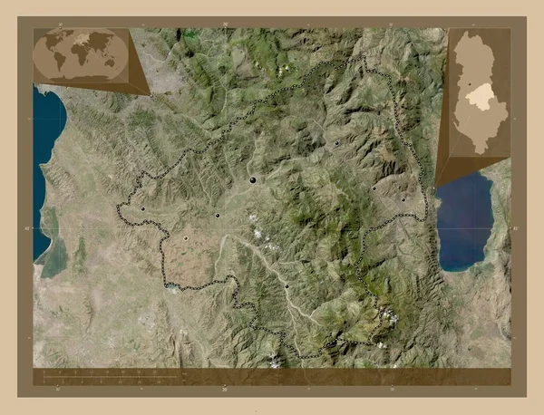 Elbasan Condado Albania Mapa Satelital Baja Resolución Ubicaciones Las Principales —  Fotos de Stock