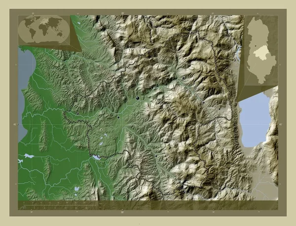 Elbasan Okres Albánie Zdvihová Mapa Zbarvená Stylu Wiki Jezery Řekami — Stock fotografie