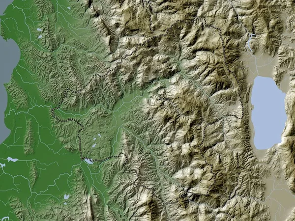 爱尔巴桑 阿尔巴尼亚县 带有湖泊和河流的Wiki风格的高程图 — 图库照片