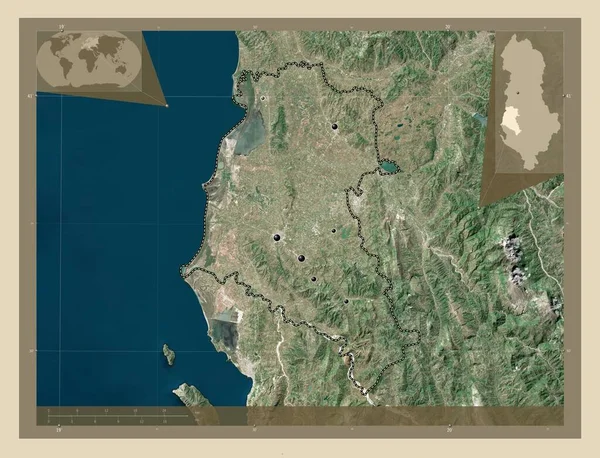 Fier Condado Albânia Mapa Satélite Alta Resolução Locais Das Principais — Fotografia de Stock
