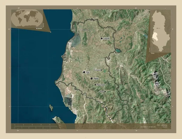 Фієр Округ Албанії Супутникова Карта Високої Роздільної Здатності Місця Розташування — стокове фото