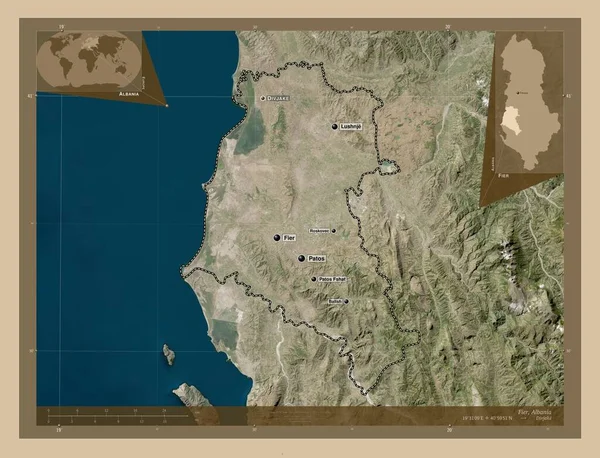 Фієр Округ Албанії Супутникова Карта Низькою Роздільною Здатністю Місця Розташування — стокове фото