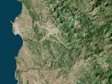 Tirane, Arnavutluk Eyaleti. Yüksek çözünürlüklü uydu haritası