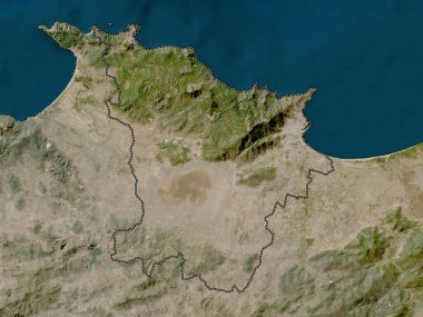 Annaba, Cezayir ili. Düşük çözünürlüklü uydu haritası