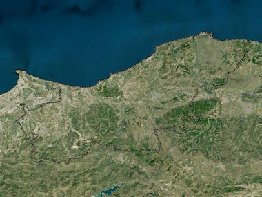 Boumerdes, Cezayir vilayeti. Yüksek çözünürlüklü uydu haritası
