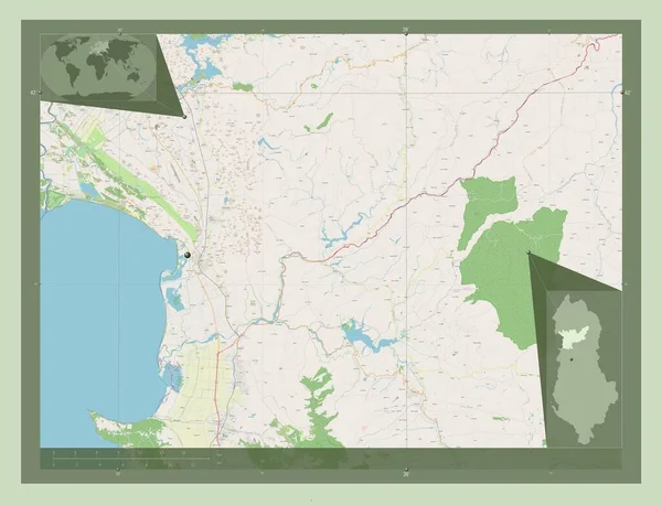 Lezhe Condado Albânia Abrir Mapa Rua Mapa Localização Auxiliar Canto — Fotografia de Stock