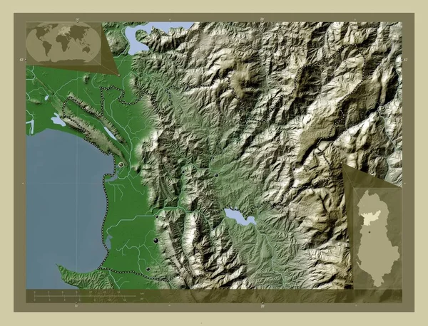 Lezhe Okres Albánie Zdvihová Mapa Zbarvená Stylu Wiki Jezery Řekami — Stock fotografie