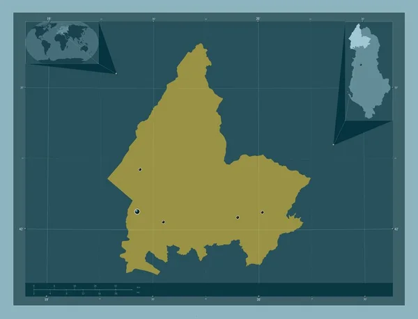 Шкодер Округ Албанії Твердий Колір Розташування Великих Міст Регіону Кутові — стокове фото