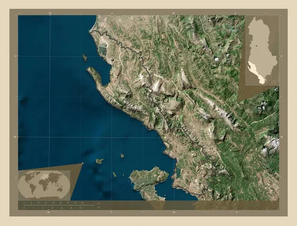 Vlore Contea Albania Mappa Satellitare Alta Risoluzione Mappa Della Posizione — Foto Stock