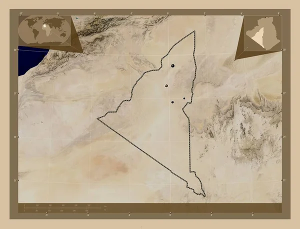 Adrar Provincia Argelia Mapa Satelital Baja Resolución Ubicaciones Las Principales —  Fotos de Stock