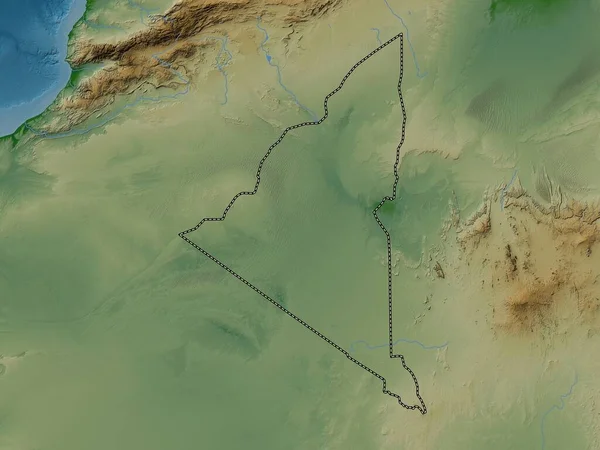 Adrar Provinsen Algeriet Färgad Höjdkarta Med Sjöar Och Floder — Stockfoto