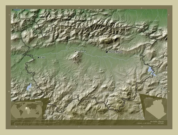 Ain Defla Província Argélia Mapa Elevação Colorido Estilo Wiki Com — Fotografia de Stock