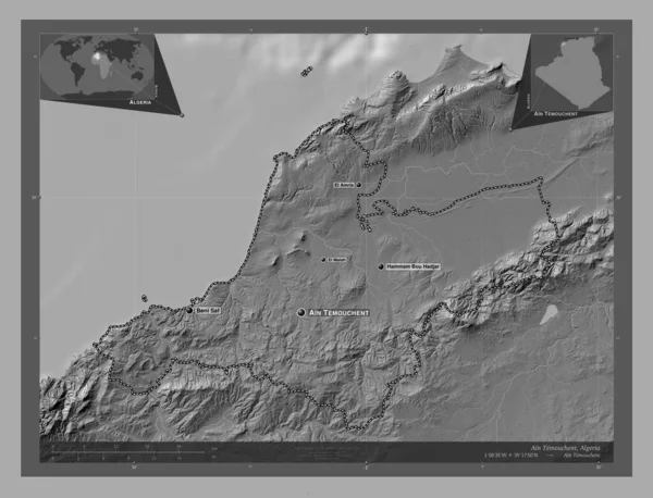 Ain Temouchent Επαρχία Αλγερίας Bilevel Υψομετρικός Χάρτης Λίμνες Και Ποτάμια — Φωτογραφία Αρχείου