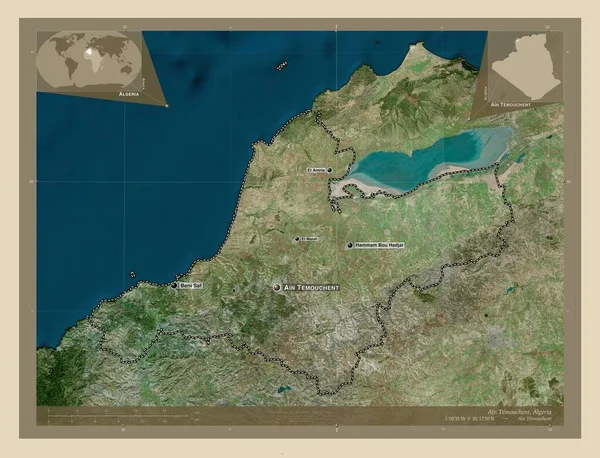 Ain Temouchent Província Argélia Mapa Satélite Alta Resolução Locais Nomes — Fotografia de Stock