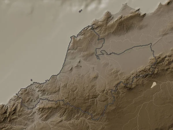 Ain Temouchent Provincia Argelia Mapa Elevación Coloreado Tonos Sepia Con — Foto de Stock