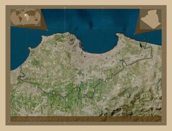 Alger Provincie Algerije Lage Resolutie Satellietkaart Locaties Van Grote Steden — Stockfoto