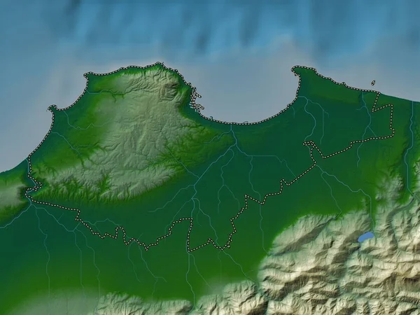 Alger Province Algeria Colored Elevation Map Lakes Rivers — Stock Photo, Image