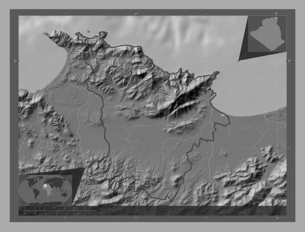 Annaba Prowincja Algierii Dwupoziomowa Mapa Jeziorami Rzekami Pomocnicze Mapy Położenia — Zdjęcie stockowe