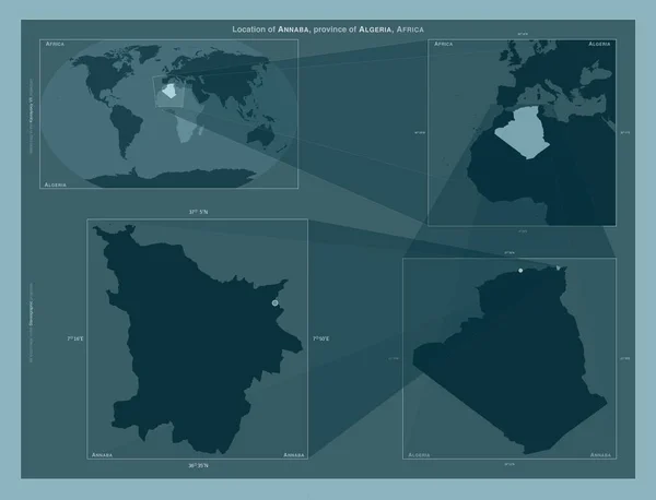 Annaba Provincia Argelia Diagrama Que Muestra Ubicación Región Mapas Gran — Foto de Stock