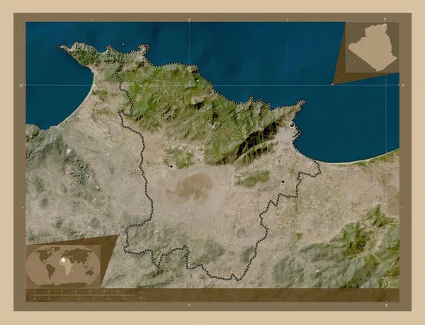 Annaba Prowincja Algierii Niska Rozdzielczość Satelity Lokalizacje Dużych Miast Regionu — Zdjęcie stockowe