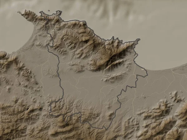 Annaba Επαρχία Της Αλγερίας Υψόμετρο Χάρτη Χρωματισμένο Τόνους Σέπια Λίμνες — Φωτογραφία Αρχείου