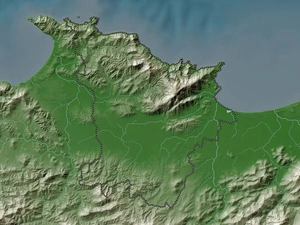 Annaba Cezayir Ili Yükseklik Haritası Göller Nehirlerle Wiki Stilinde Renklendirilmiştir — Stok fotoğraf