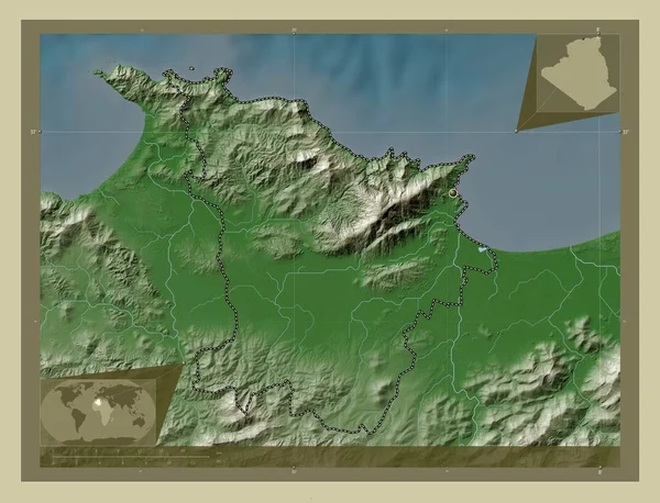 Annaba Επαρχία Της Αλγερίας Υψόμετρο Χάρτη Χρωματισμένο Στυλ Wiki Λίμνες — Φωτογραφία Αρχείου
