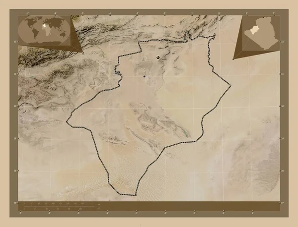 Bechar Provincia Argelia Mapa Satelital Baja Resolución Ubicaciones Las Principales —  Fotos de Stock