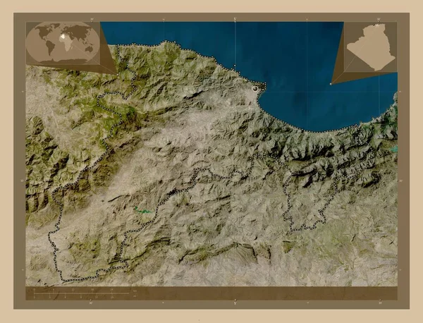 Bejaia Provincia Algeria Mappa Satellitare Bassa Risoluzione Mappa Della Posizione — Foto Stock