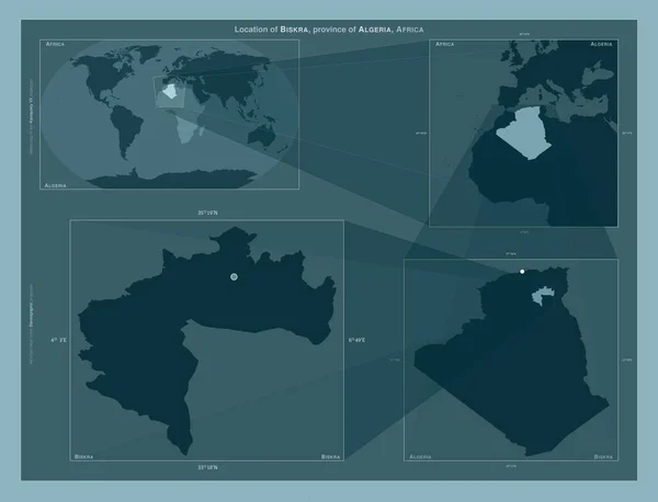 Biskra Província Argélia Diagrama Mostrando Localização Região Mapas Maior Escala — Fotografia de Stock