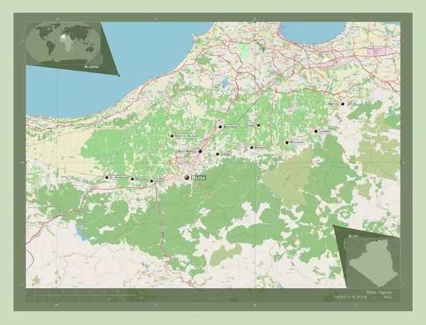 Blida Provincia Argelia Open Street Map Ubicaciones Nombres Las Principales —  Fotos de Stock