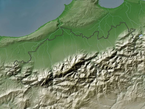 Blida Provincia Argelia Mapa Elevación Coloreado Estilo Wiki Con Lagos —  Fotos de Stock