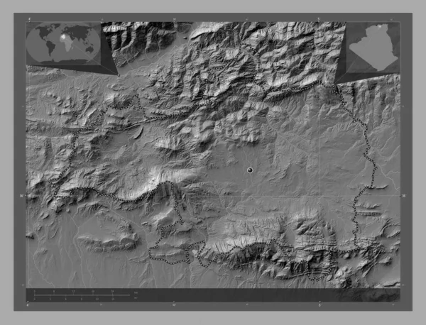 Bordj Bou Arreridj Province Algeria Bilevel Elevation Map Lakes Rivers — Stock Photo, Image