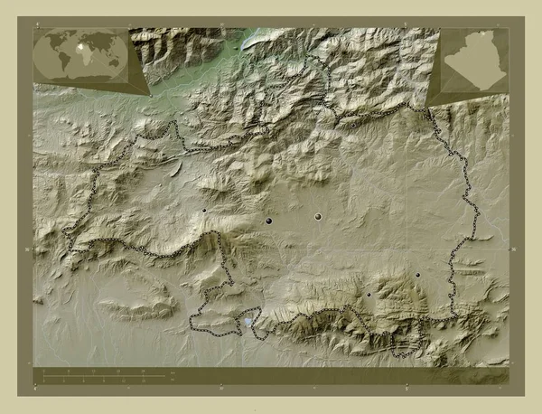 Бордж Арреридж Провинция Алжир Карта Высоты Окрашенная Вики Стиле Озерами — стоковое фото