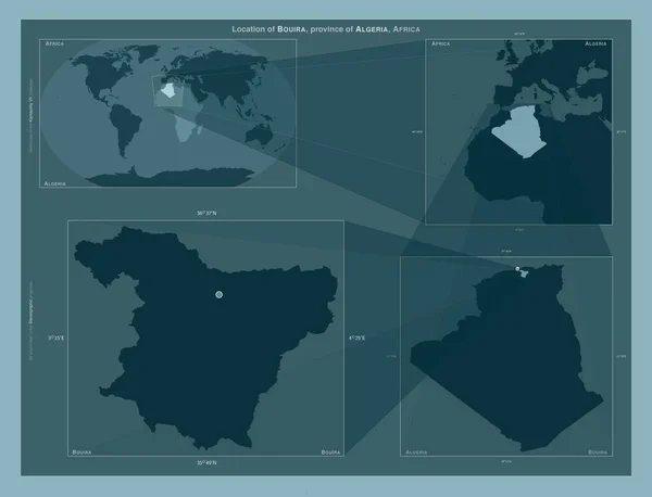 Bouira Província Argélia Diagrama Mostrando Localização Região Mapas Maior Escala — Fotografia de Stock