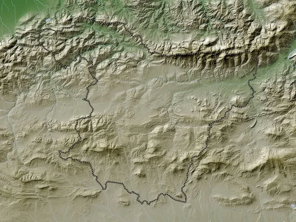 Bouira Provincia Argelia Mapa Elevación Coloreado Estilo Wiki Con Lagos —  Fotos de Stock