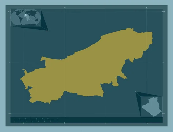 Boumerdes Província Argélia Forma Cor Sólida Mapa Localização Auxiliar Canto — Fotografia de Stock