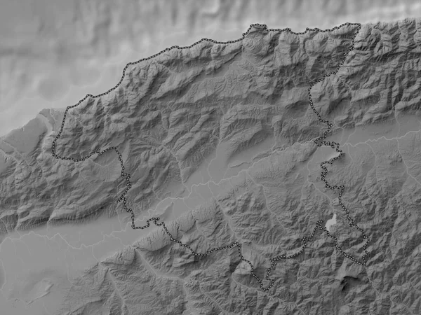 Chlef Algéria Tartomány Szürkeárnyas Domborzati Térkép Tavakkal Folyókkal — Stock Fotó