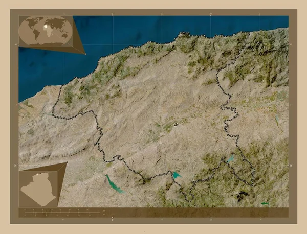 Chlef Επαρχία Αλγερίας Δορυφορικός Χάρτης Χαμηλής Ανάλυσης Γωνιακοί Χάρτες Βοηθητικής — Φωτογραφία Αρχείου
