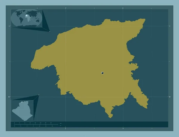 Chlef Provincia Argelia Forma Color Sólido Mapas Ubicación Auxiliares Esquina —  Fotos de Stock