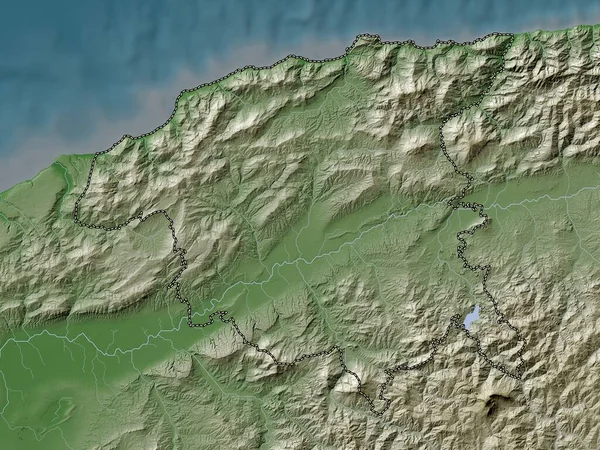 Chlef Provinz Algerien Höhenkarte Wiki Stil Mit Seen Und Flüssen — Stockfoto